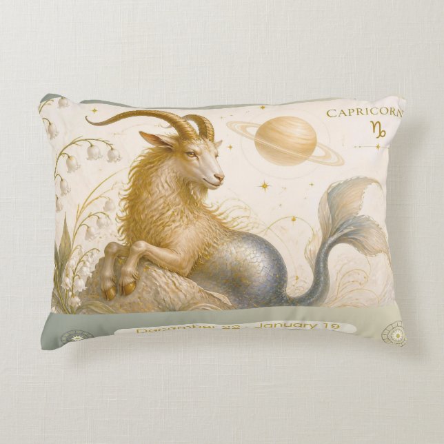 Art Nouveau Capricorn Decorative Throw Pillow (Front)