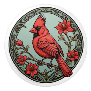 Art Nouveau Cardinal Ceramic Knob