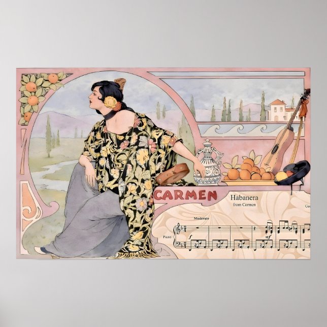 Art Nouveau Carmen Habanera Print – Vintage Opera  (Front)