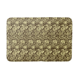 Art Nouveau Carnation Damask, Brown and Cream Bath Mat