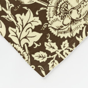 Art Nouveau Carnation Damask, Brown and Cream Fleece Blanket