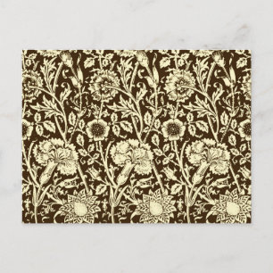 Art Nouveau Carnation Damask, Brown and Cream Postcard
