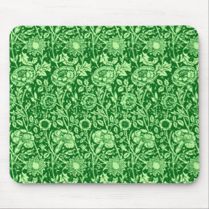 Art Nouveau Carnation Damask, Emerald Green Mouse Mat