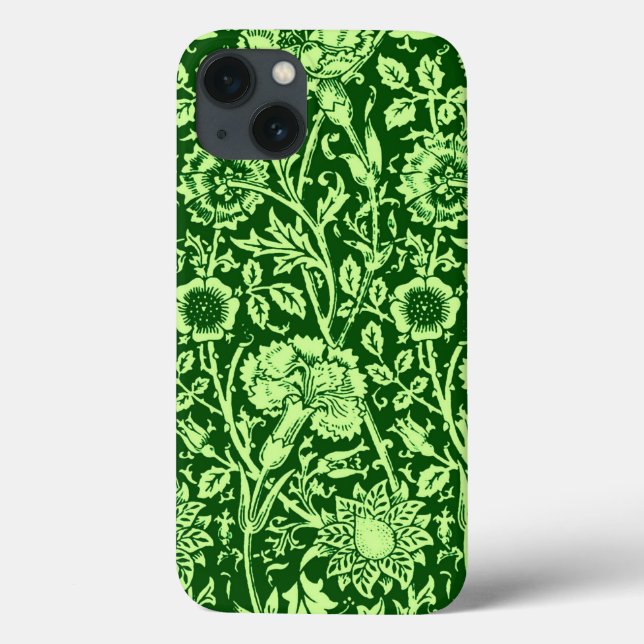 Art Nouveau Carnation Damask, Forest Green Case-Mate iPhone Case (Back)