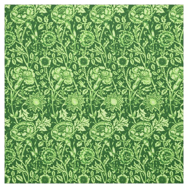 Art Nouveau Carnation Damask, Forest Green Fabric (Swatch)