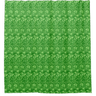 Art Nouveau Carnation Damask, Forest Green Shower Curtain