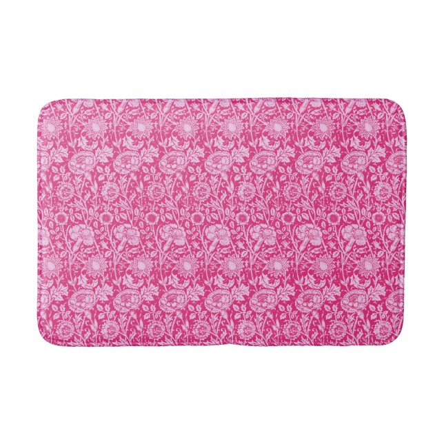 Art Nouveau Carnation Damask, Fuchsia Pink Bath Mat (Front)
