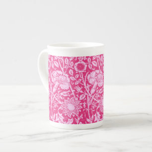 Art Nouveau Carnation Damask, Fuchsia Pink Bone China Mug