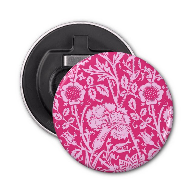 Art Nouveau Carnation Damask, Fuchsia Pink Bottle Opener (Front)