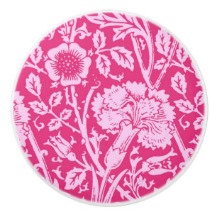 Art Nouveau Carnation Damask, Fuchsia Pink Ceramic Knob
