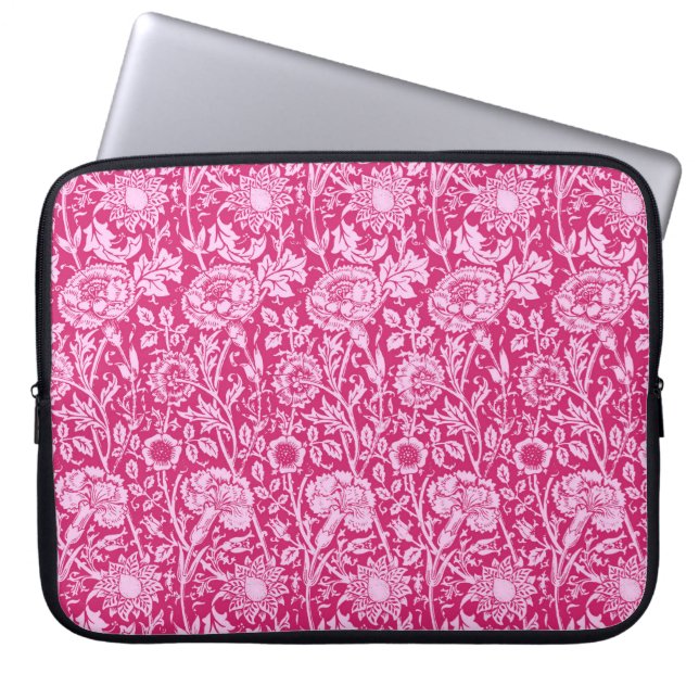 Art Nouveau Carnation Damask, Fuchsia Pink Laptop Sleeve (Front)
