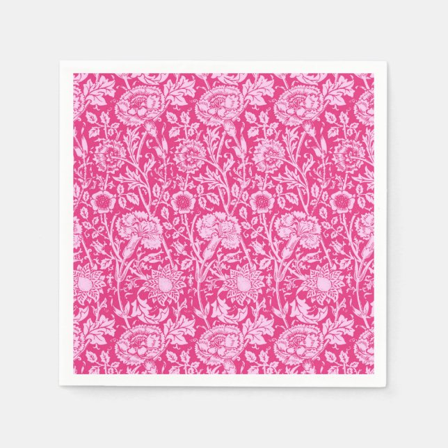 Art Nouveau Carnation Damask, Fuchsia Pink Napkin (Front)