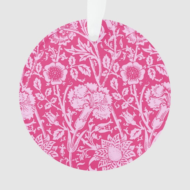Art Nouveau Carnation Damask, Fuchsia Pink Ornament (Front)