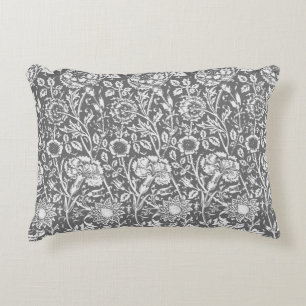 Art Nouveau Carnation Damask, Grey / Grey Decorative Cushion