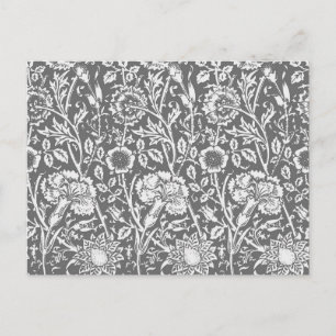 Art Nouveau Carnation Damask, Grey / Grey Postcard