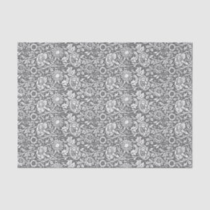 Art Nouveau Carnation Damask, Grey / Grey Tissue Paper