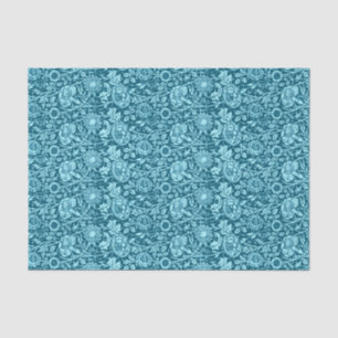 Art Nouveau Carnation Damask, Indigo and Sky Blue Tissue Paper