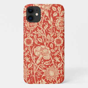 Art Nouveau Carnation Damask, Mandarin Orange iPhone 11 Case