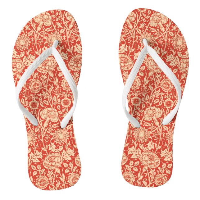 Art Nouveau Carnation Damask, Mandarin Orange Flip Flops (Footbed)