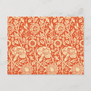 Art Nouveau Carnation Damask, Mandarin Orange Postcard