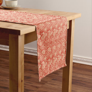 Art Nouveau Carnation Damask, Mandarin Orange Short Table Runner