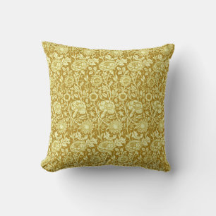 Art Nouveau Carnation Damask, Mustard and Yellow  Cushion