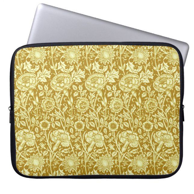 Art Nouveau Carnation Damask, Mustard and Yellow  Laptop Sleeve (Front)