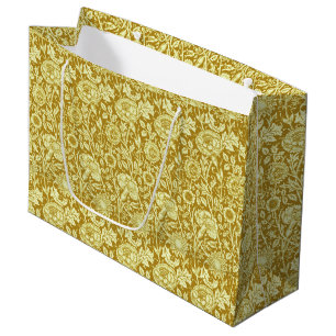 Art Nouveau Carnation Damask, Mustard and Yellow  Large Gift Bag
