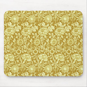 Art Nouveau Carnation Damask, Mustard and Yellow  Mouse Mat
