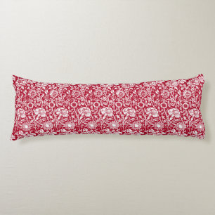 Art Nouveau Carnation Damask, Red and White Body Cushion