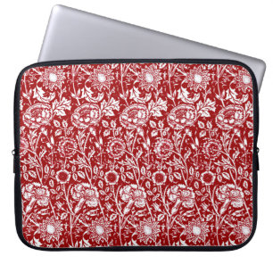 Art Nouveau Carnation Damask, Red and White Laptop Sleeve