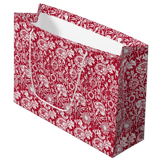 Art Nouveau Carnation Damask, Red and White Large Gift Bag (Front Angled)