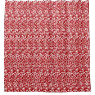 Art Nouveau Carnation Damask, Red and White Shower Curtain