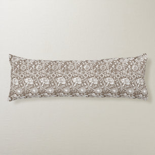 Art Nouveau Carnation Damask, Taupe and White Body Cushion