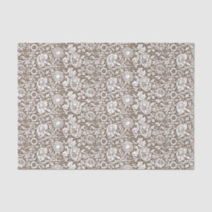 Art Nouveau Carnation Damask, Taupe and White Tissue Paper