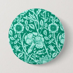 Art Nouveau Carnation Damask, Turquoise 7.5 Cm Round Badge
