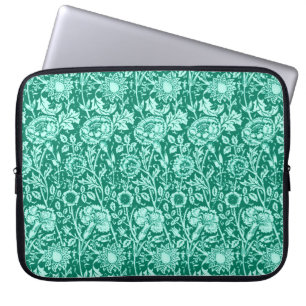 Art Nouveau Carnation Damask, Turquoise and Aqua Laptop Sleeve