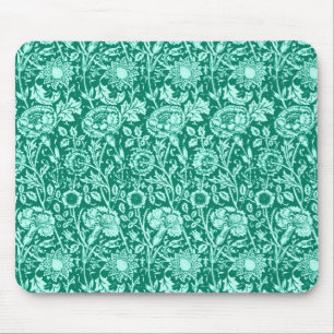 Art Nouveau Carnation Damask, Turquoise and Aqua Mouse Mat