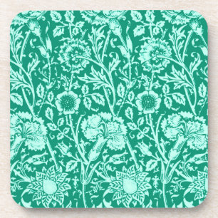Art Nouveau Carnation Damask, Turquoise Coaster