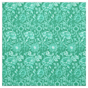 Art Nouveau Carnation Damask, Turquoise Fabric