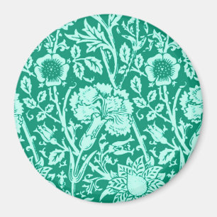 Art Nouveau Carnation Damask, Turquoise Magnet