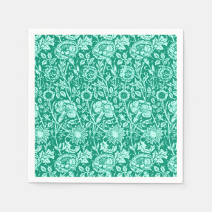 Art Nouveau Carnation Damask, Turquoise Napkin