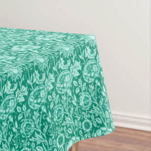 Art Nouveau Carnation Damask, Turquoise Tablecloth