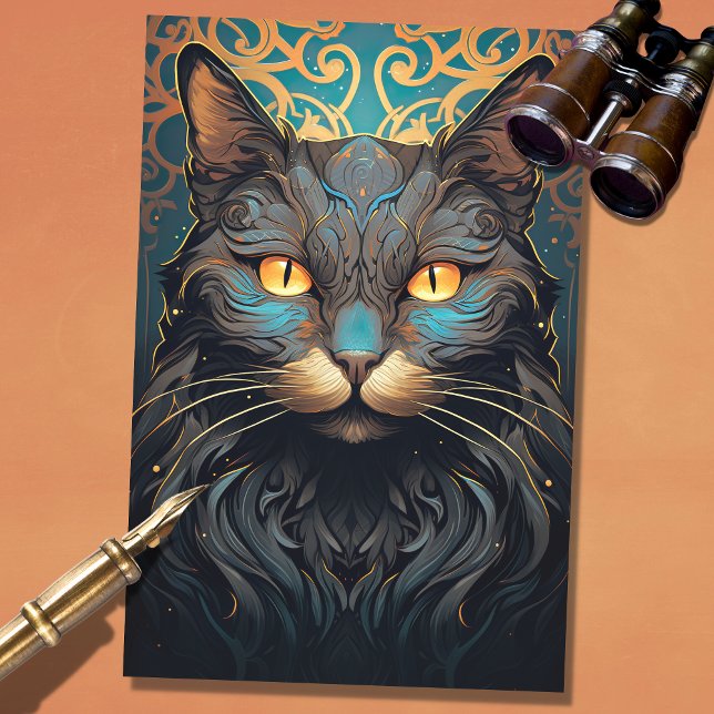 Art Nouveau Cat 3 Decoupage Paper (Creator Uploaded)