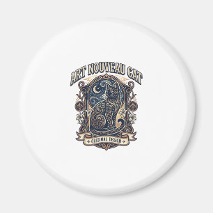 Art Nouveau Cat Cat Art Nouveau Vintage Vector Art Magnet