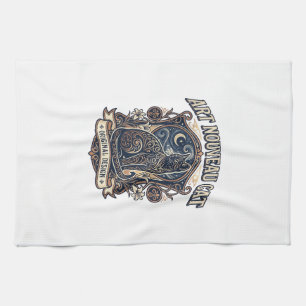 Art Nouveau Cat Cat Art Nouveau Vintage Vector Art Tea Towel