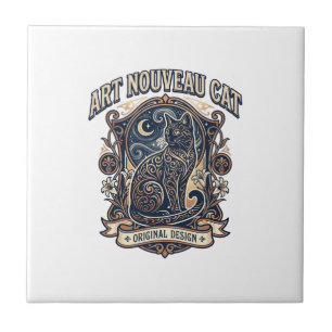 Art Nouveau Cat Cat Art Nouveau Vintage Vector Art Tile