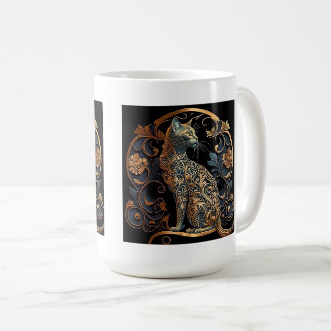 Art Nouveau Cat Classic Mug, 15 oz  Coffee Mug (Front Right)