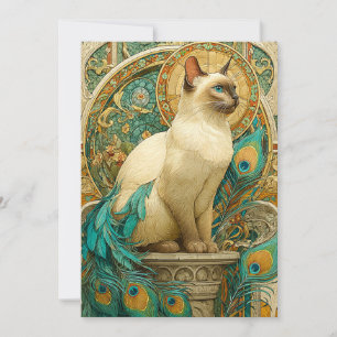 Art Nouveau Cat Holiday Card