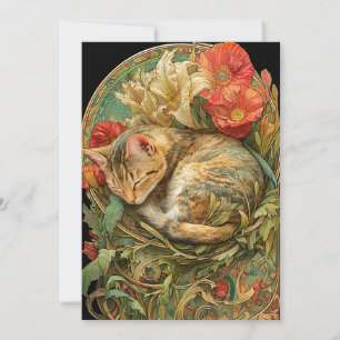 Art Nouveau Cat Holiday Card